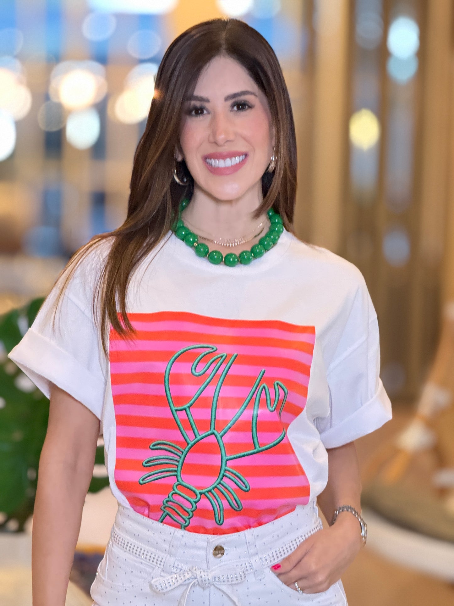 Lobster Hot Pink/Green Graphic T-Shirt