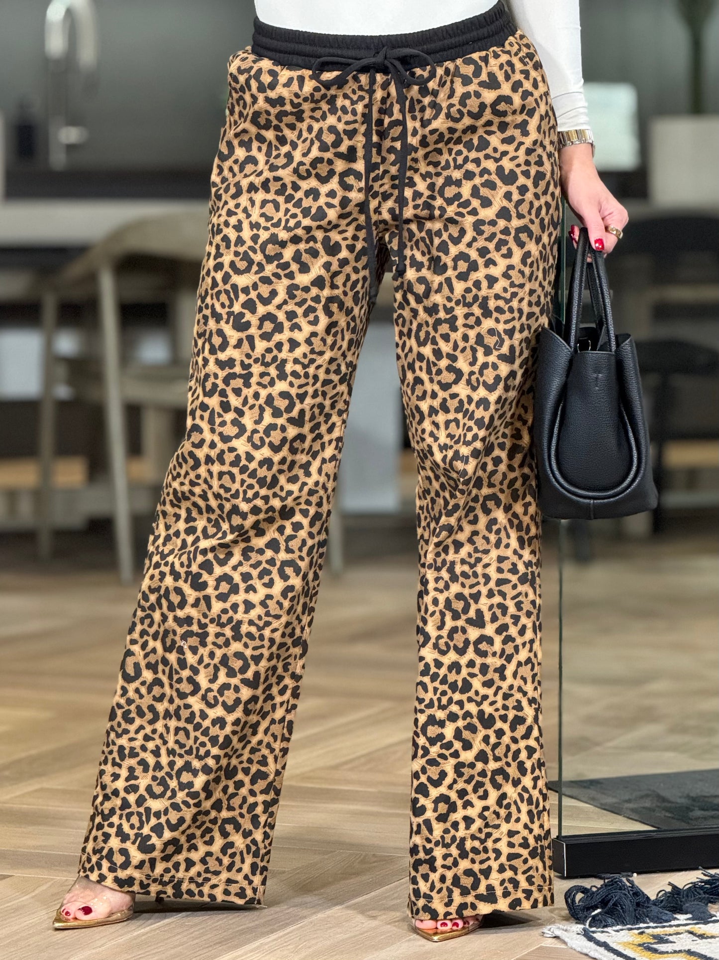 Angelica Leopard/Black Waistband Pants