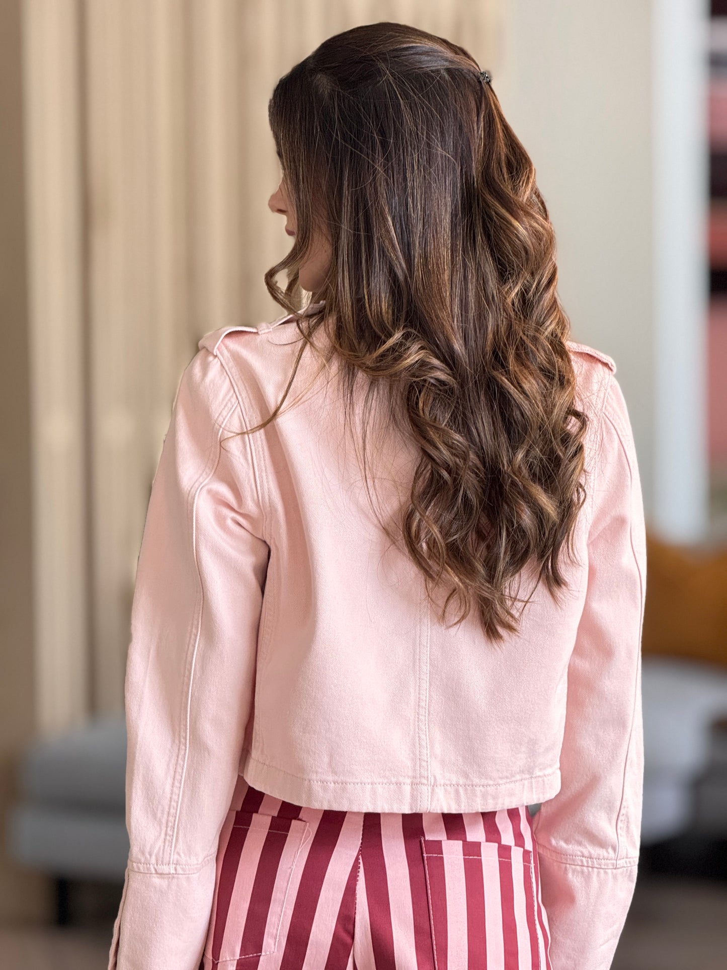 Liberty Pink Denim Jacket Top