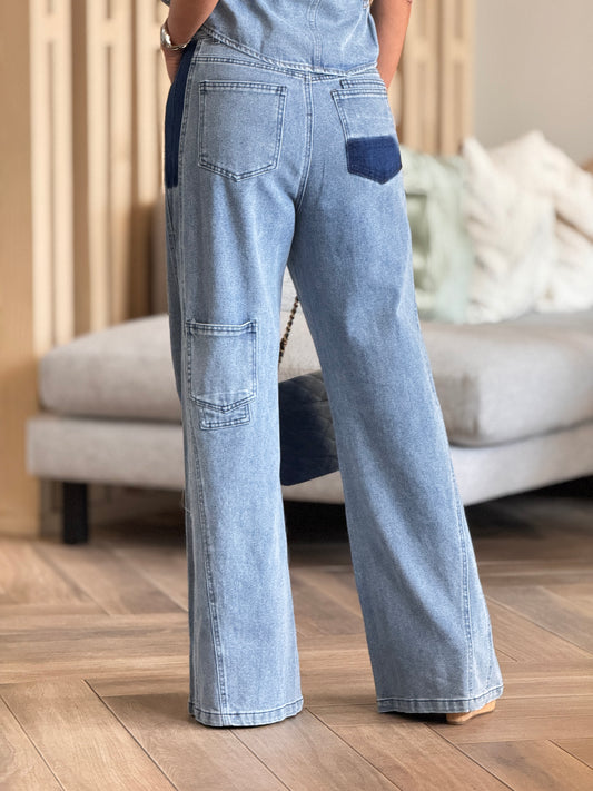 Perky Denim Pockets Wide Jeans