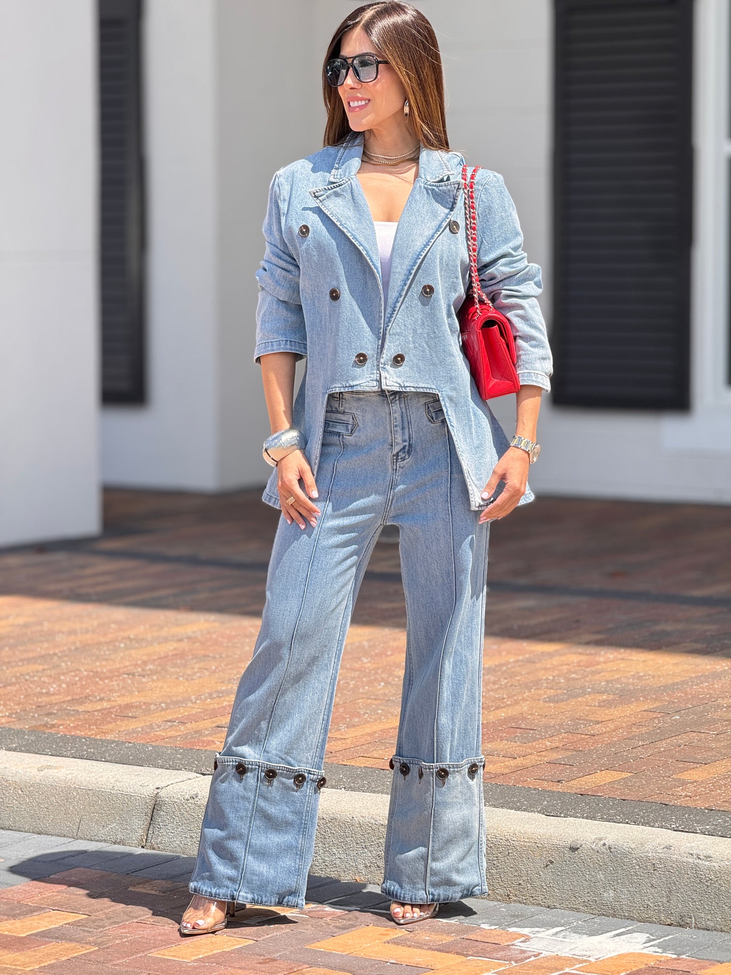 Perky Light Denim Flare Jacket Set