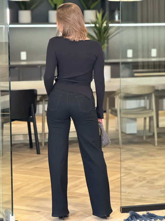 Editte Black Cutout Knitted Top