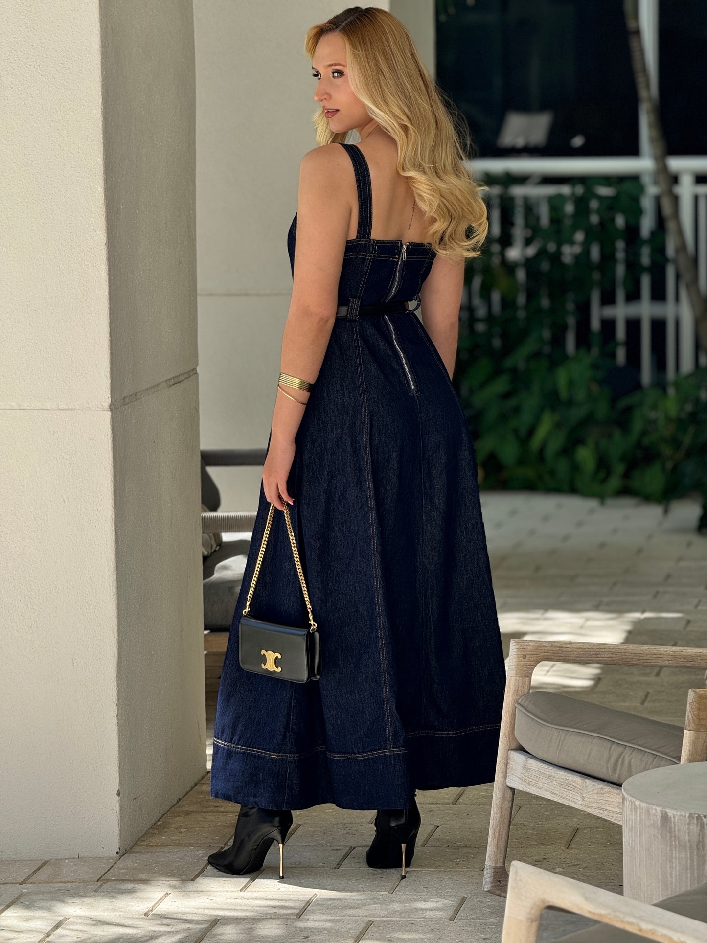 Perky Denim Long Dress