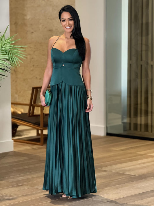 Norkys Green Satin Dress Gala