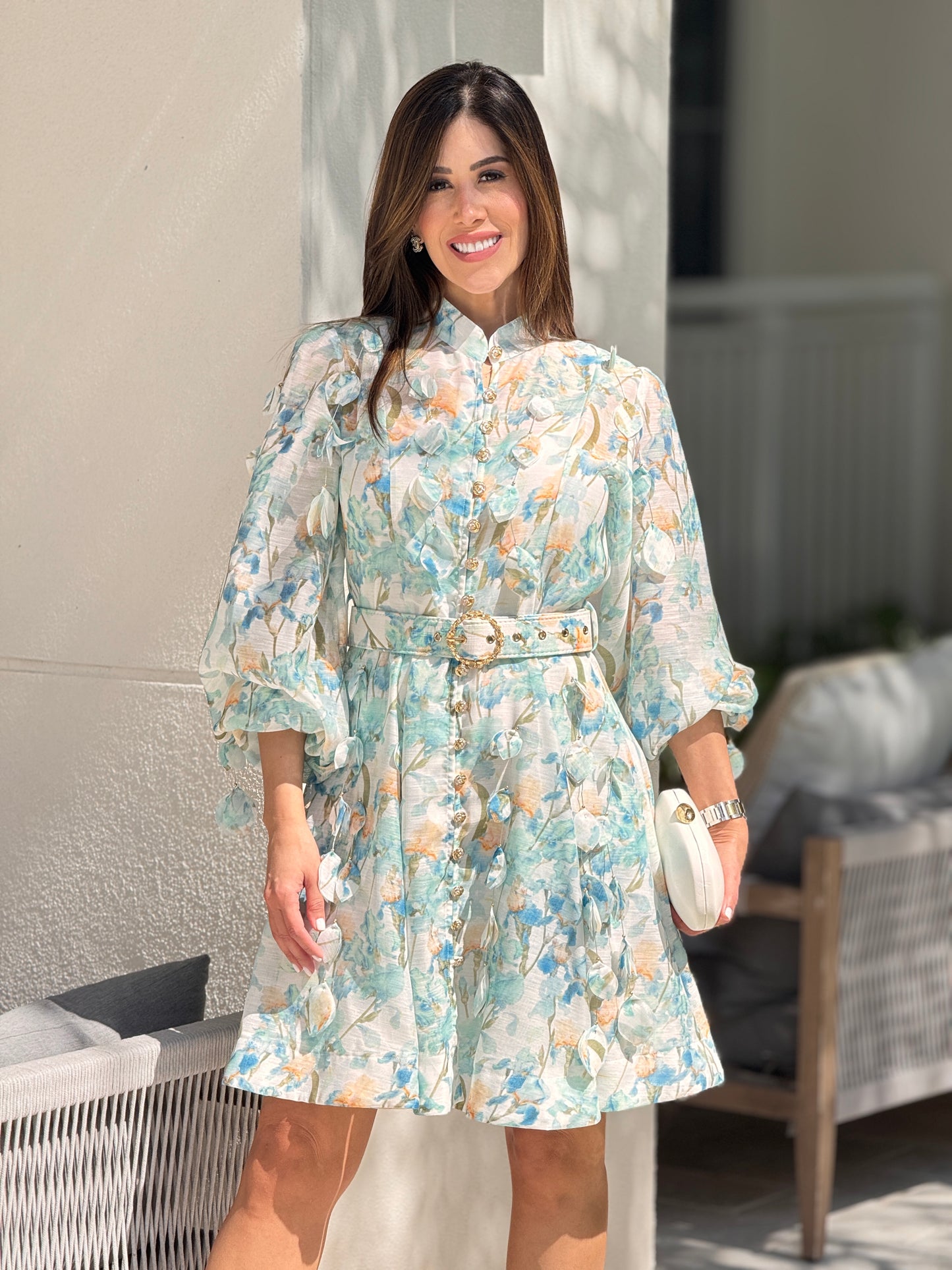 Gardenia Blue Floral & Petals Dress