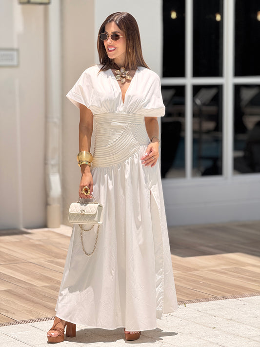 Chic White Braids Satin Dress