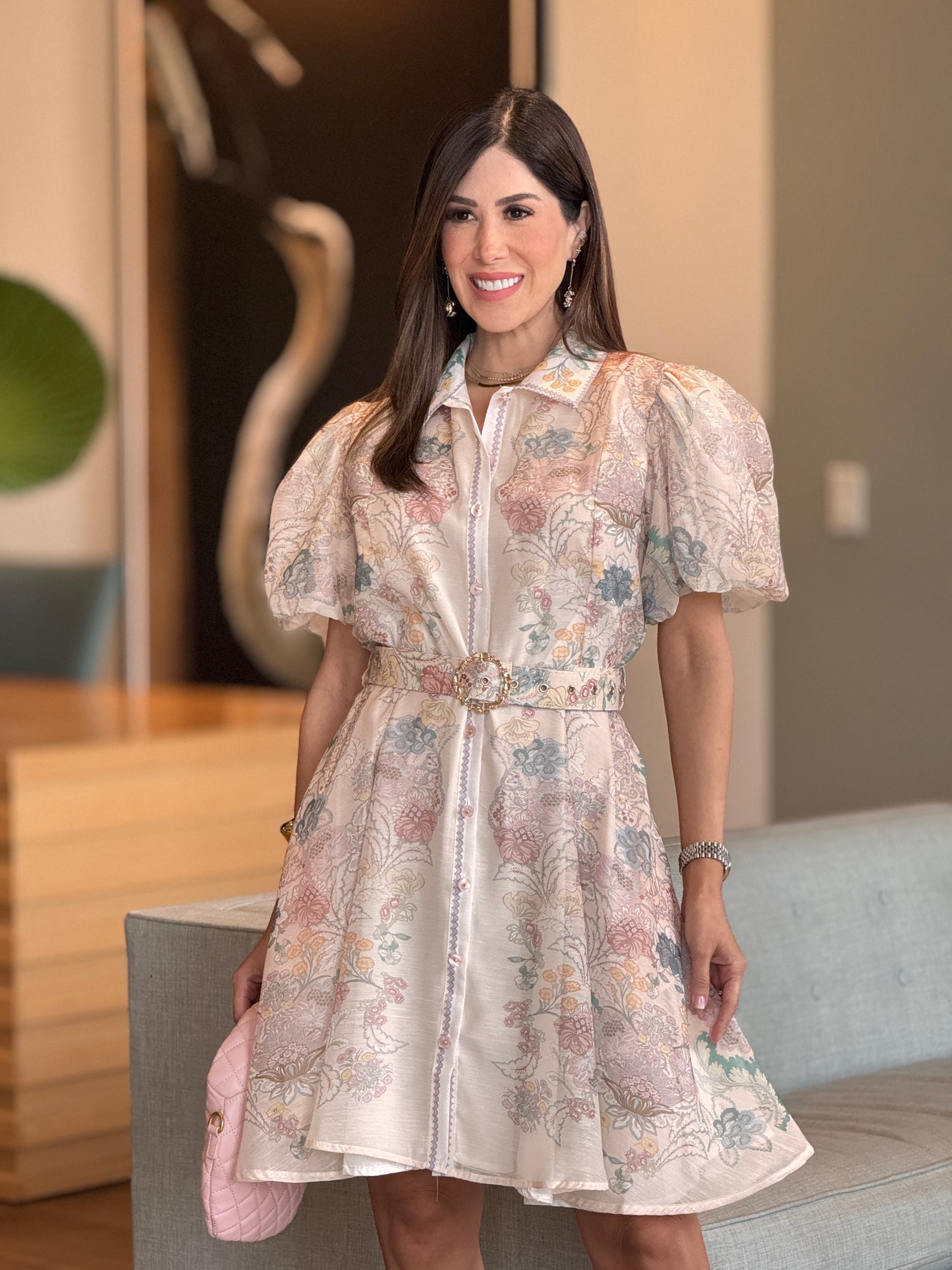 Gardenia Vintage Multi Floral Print Dress
