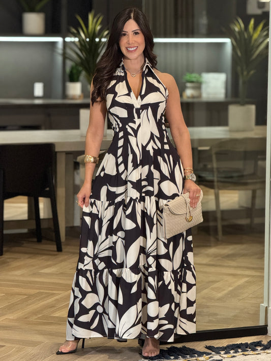 Bélgica Black/White Print Dress