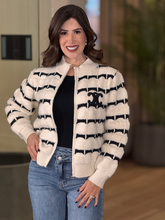 Celi Black and White Cardigan