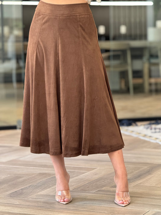 Mindy Brown Velvet Long Skirt
