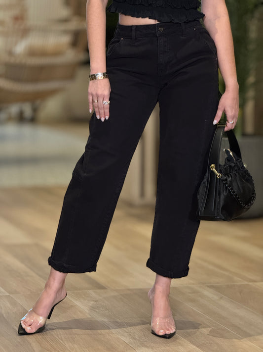 Risen Black Barrel Jeans