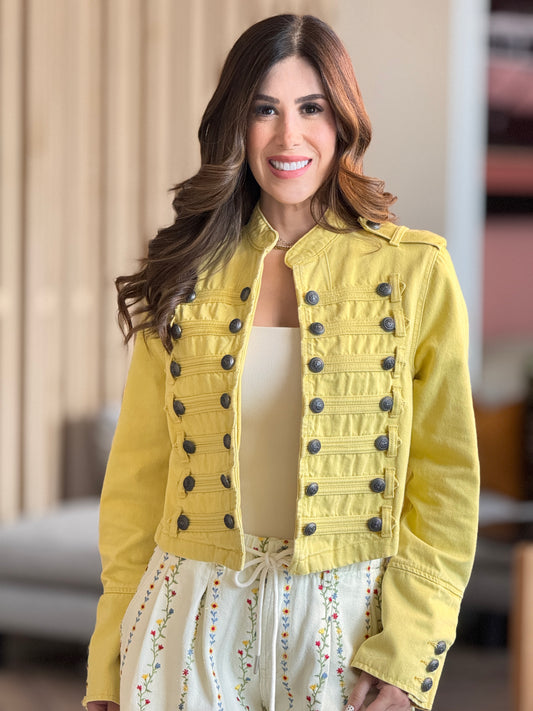 Liberty Yellow Denim Jacket Top