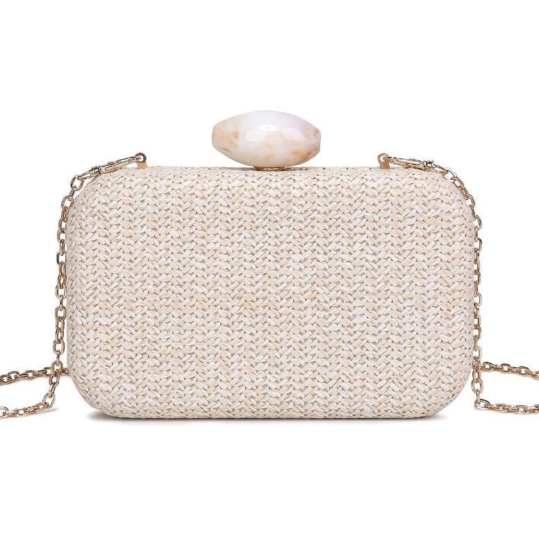 Ezra Light Raffia Clutch