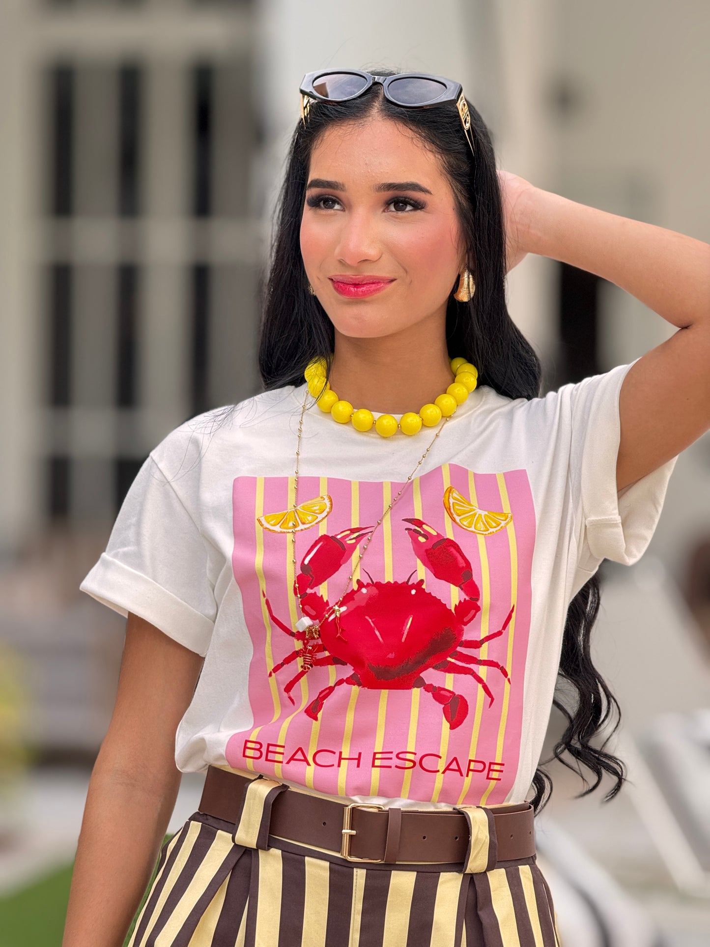 Nyla Crab Pink Lines T-Shirt