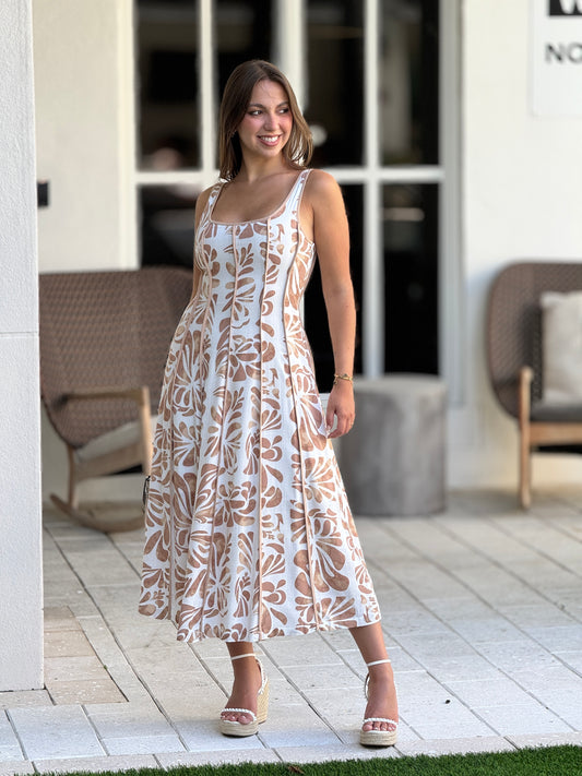 Solange White/Beige Print Dress