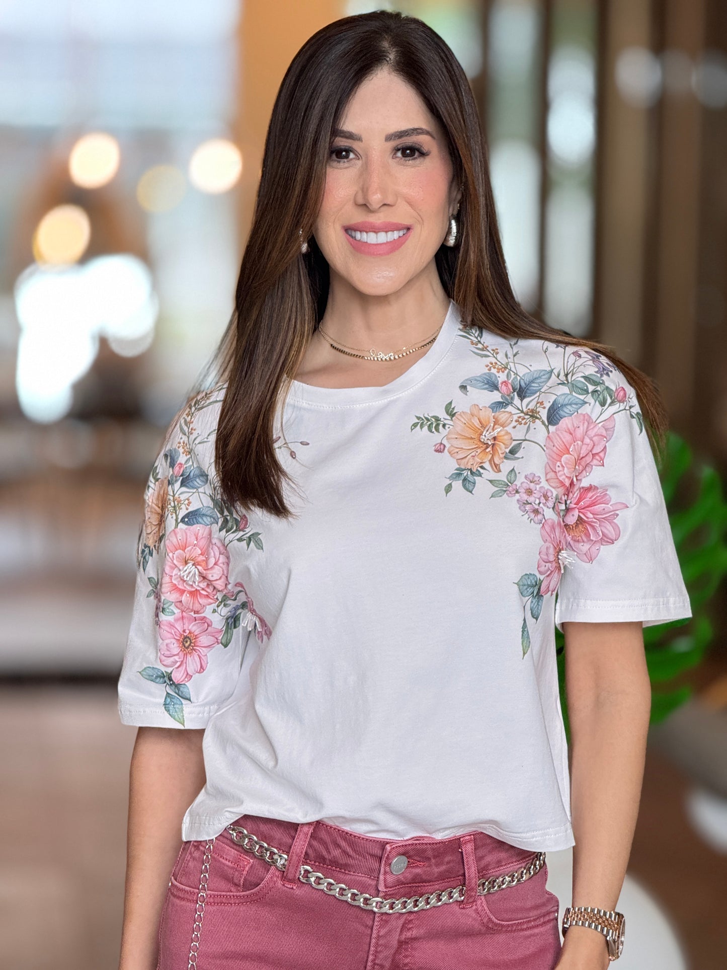 Gaia Floral White T-shirt