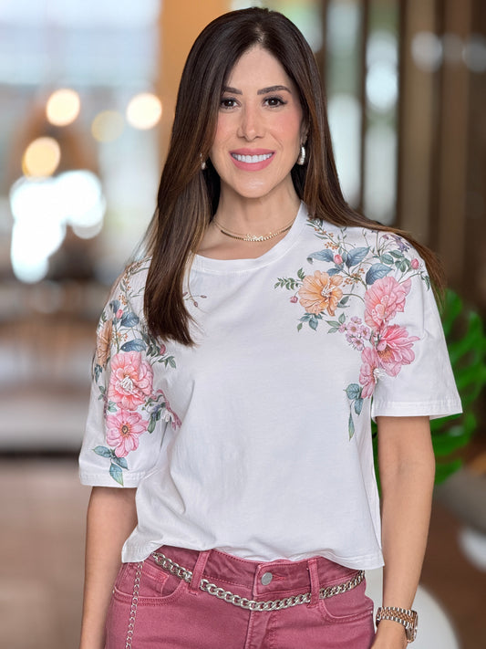 Gaia Floral White T-shirt