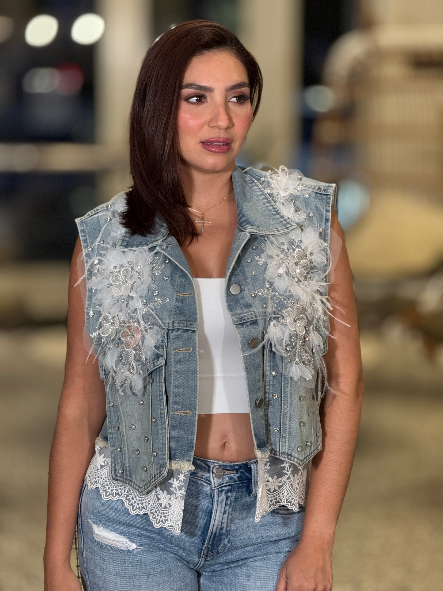Westwood Feather Denim Vest Top