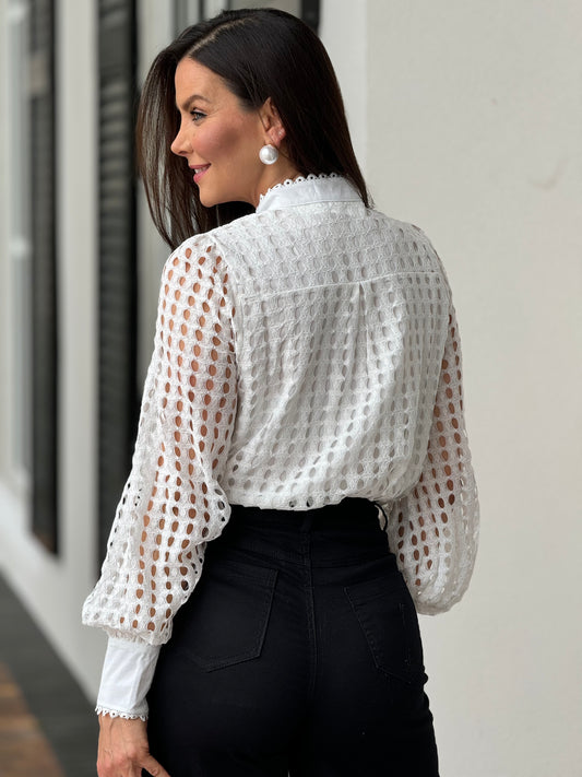 Silvia White Torchon Shirt