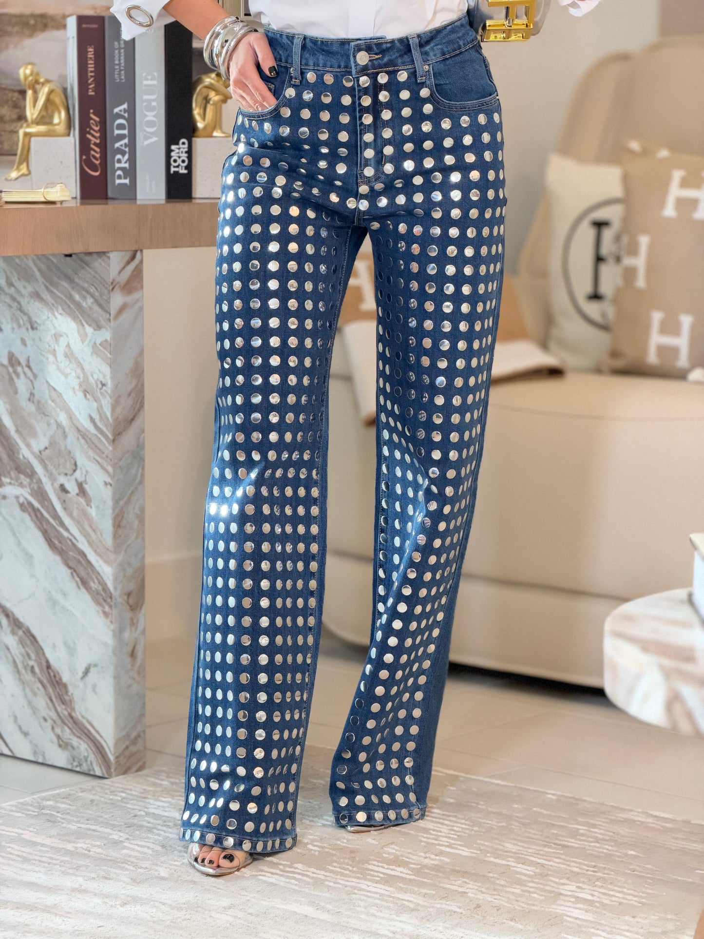 26065 Liz Denim Flat Silv Jeans
