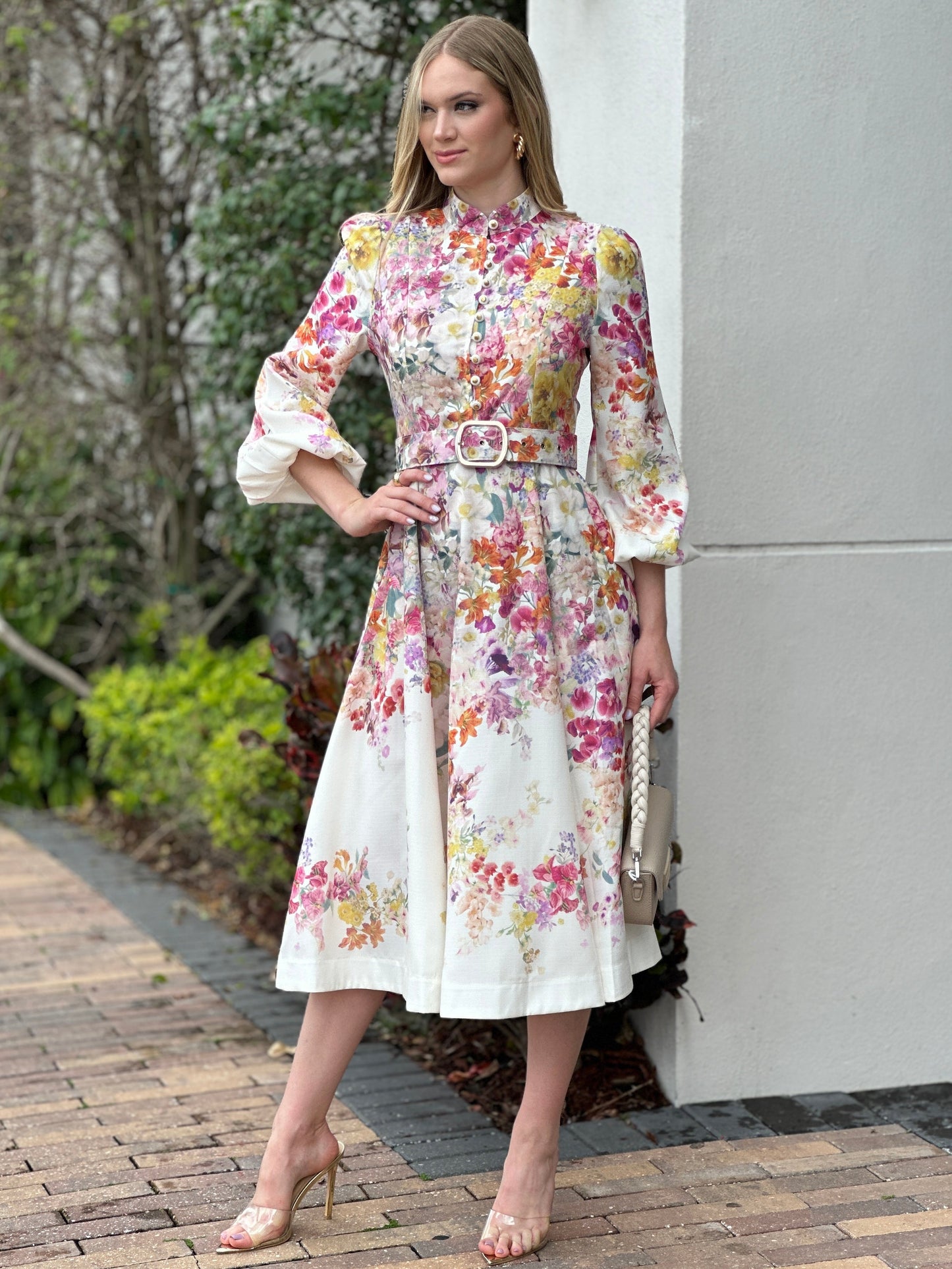 Gardenia Floral Midi Print Dress