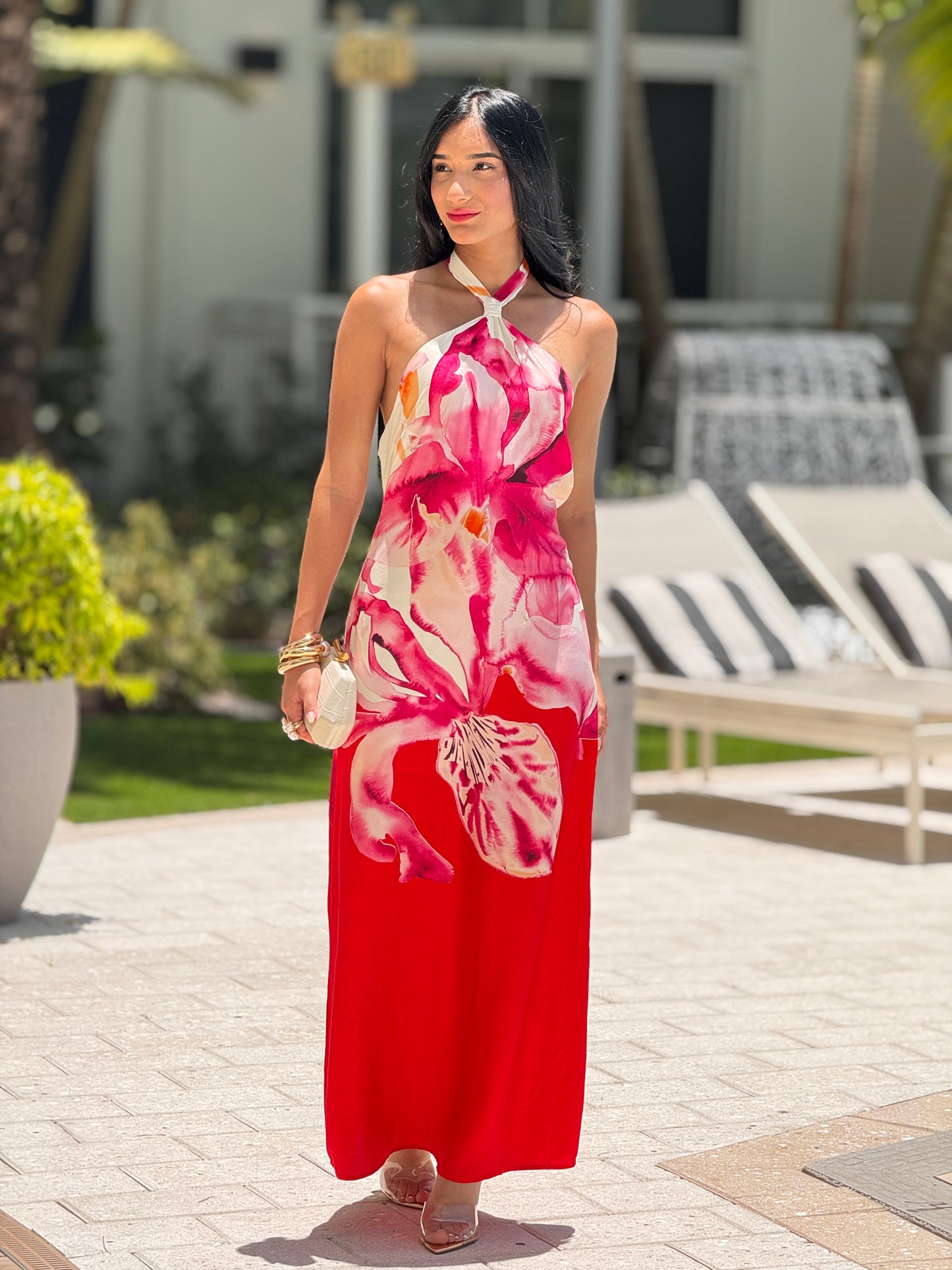 Acoa Hot Pink Floral Print Dress