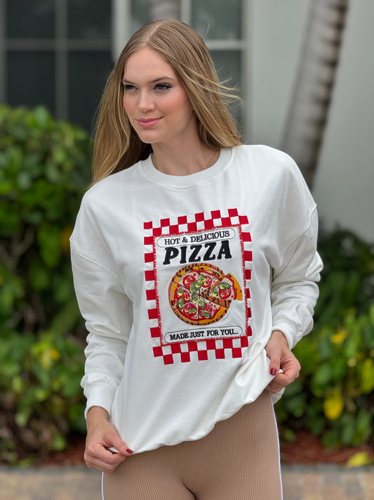 Pizza Rhinestone Sweater Top