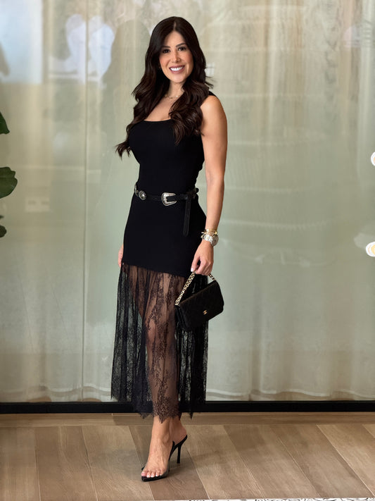 Gaia Black Lace Dress