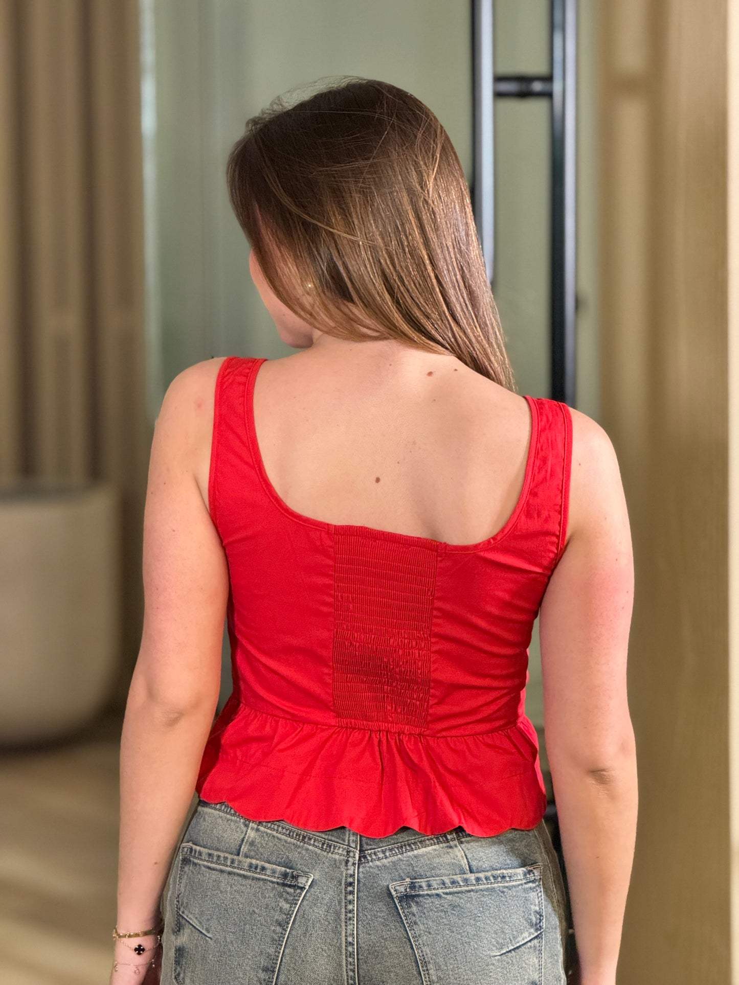 Romance Red Peplum Top