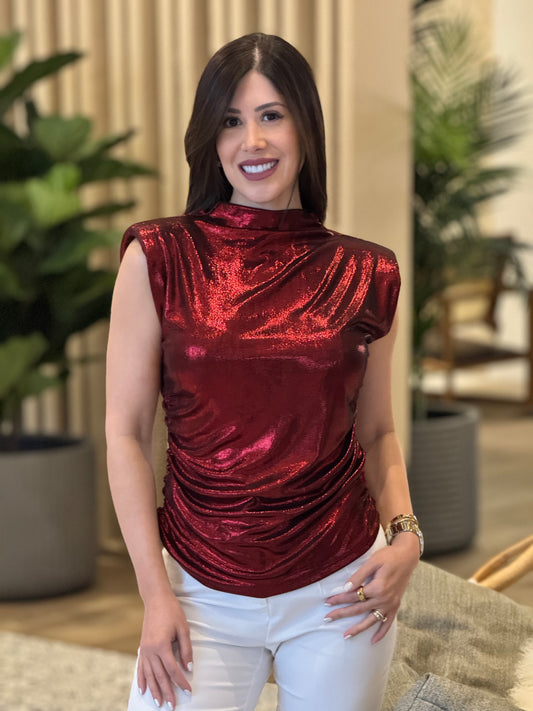 Maitte Red Glitter Top