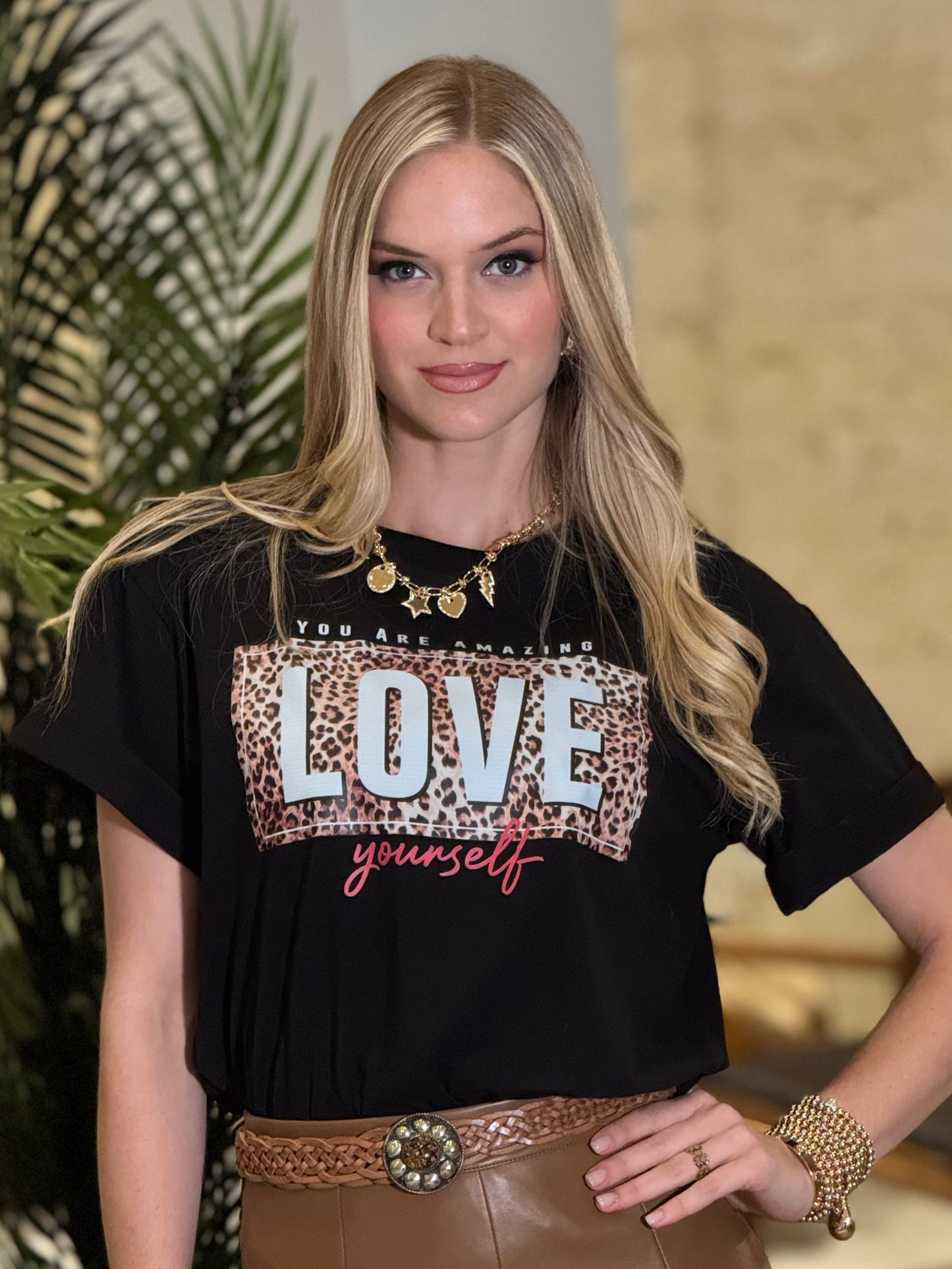 Love Leopard Black T-Shirt