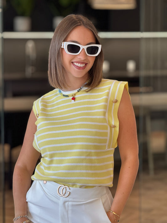 Strut Yellow Lines Knitted Top