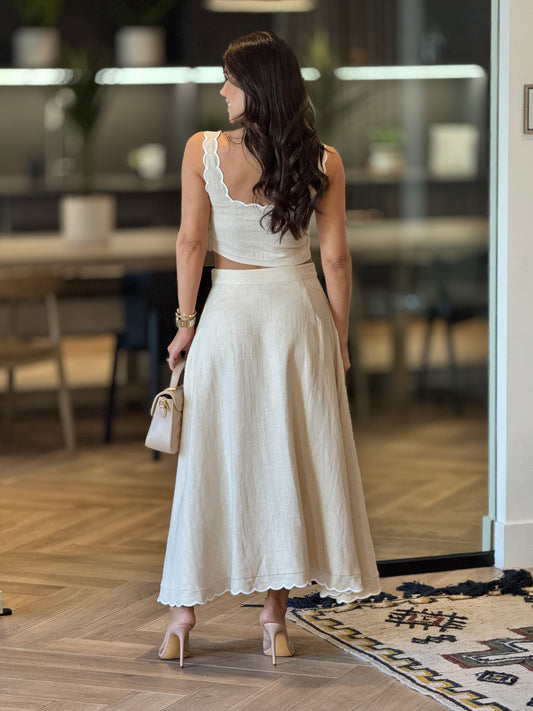 Amable Beige Skirt Set