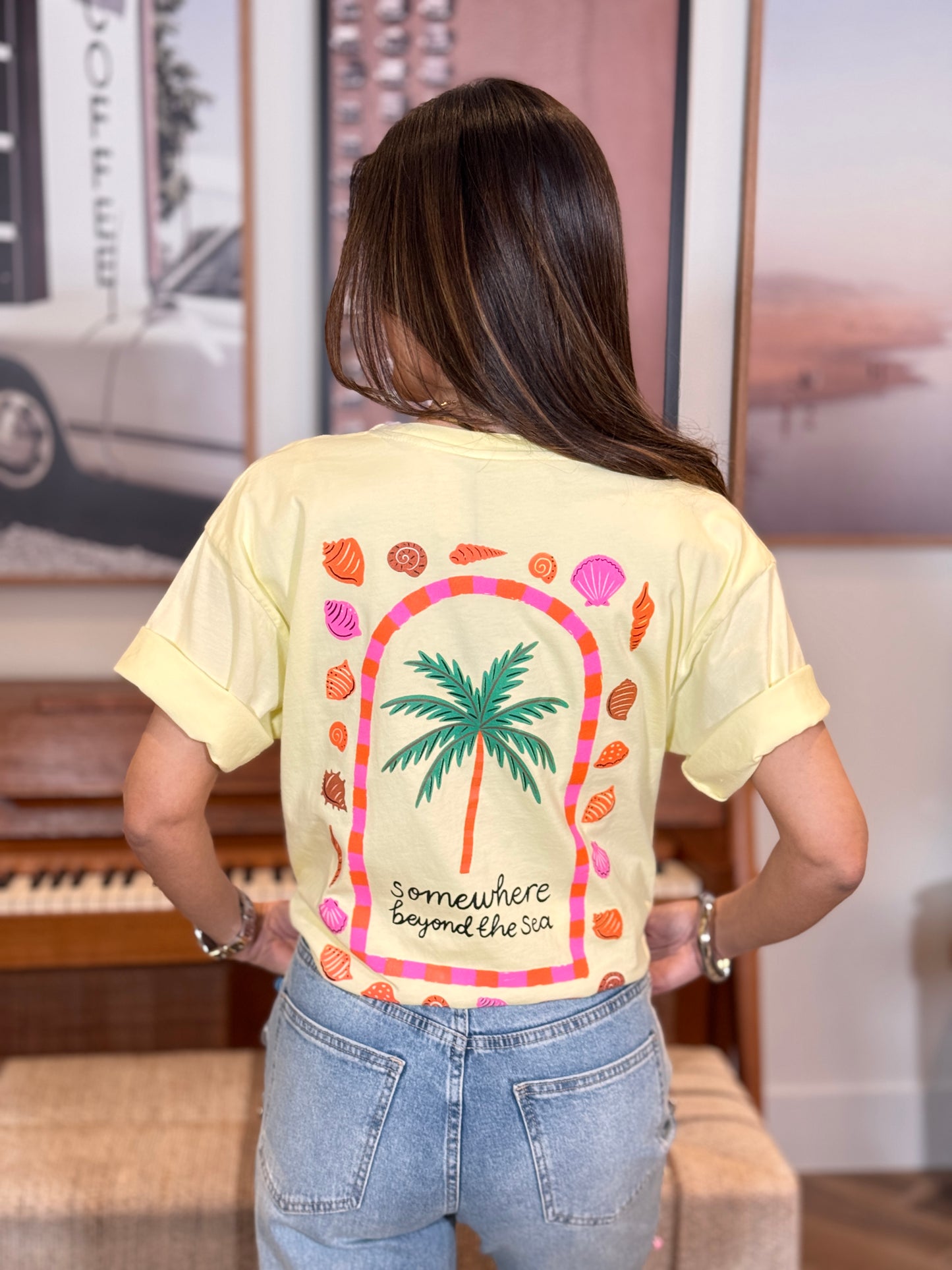 Somewhere Shell Pink/Yellow T-Shirt