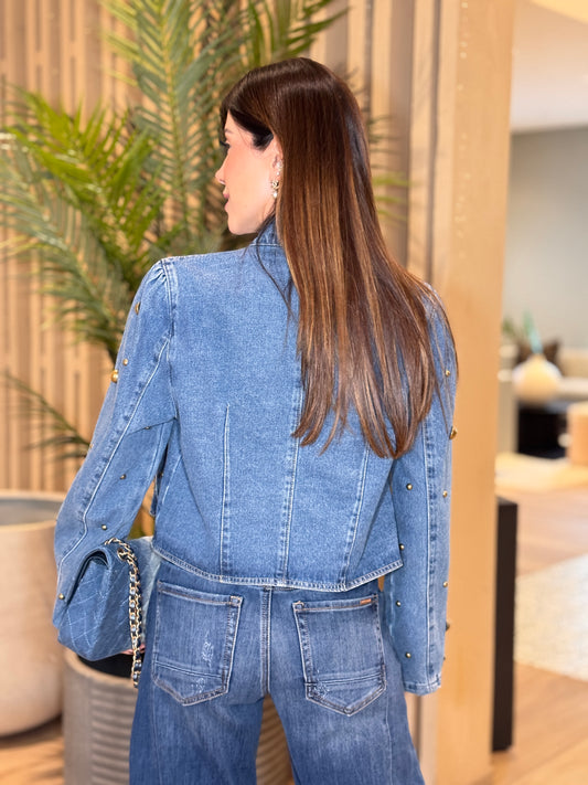 Dazz Denim Gold Spheres Jacket Top