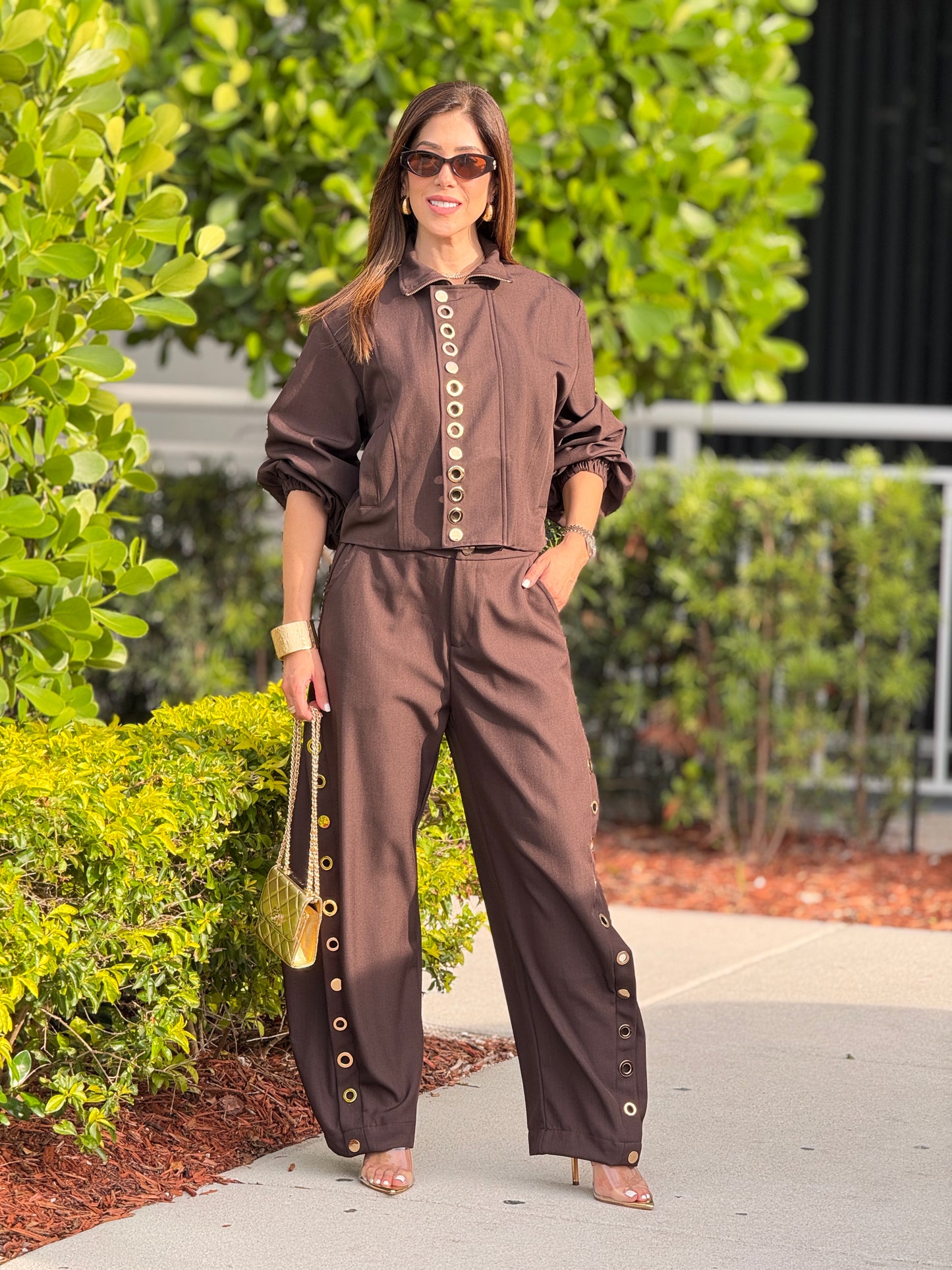 Rivera Brown Gold Circles Vest Set