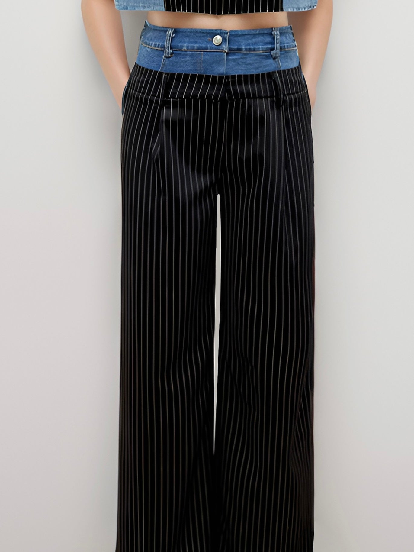 Gaia Waistband Denim/Black Lines Pants