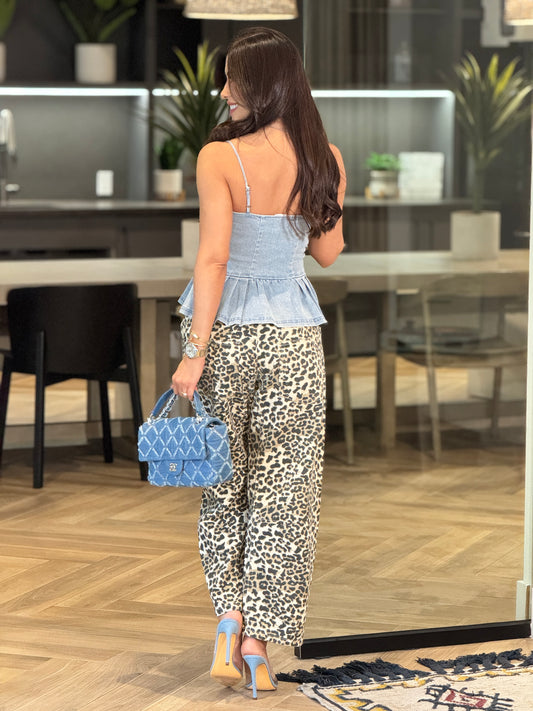 Adriane Denim Peplum Top