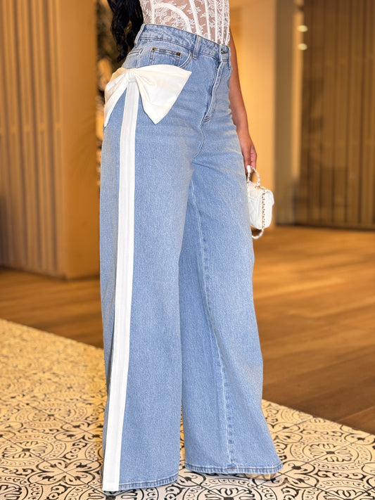 Rivera Denim/White Bow Jeans