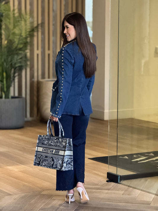 Queen Dark Denim Silver Remaches Jacket Top