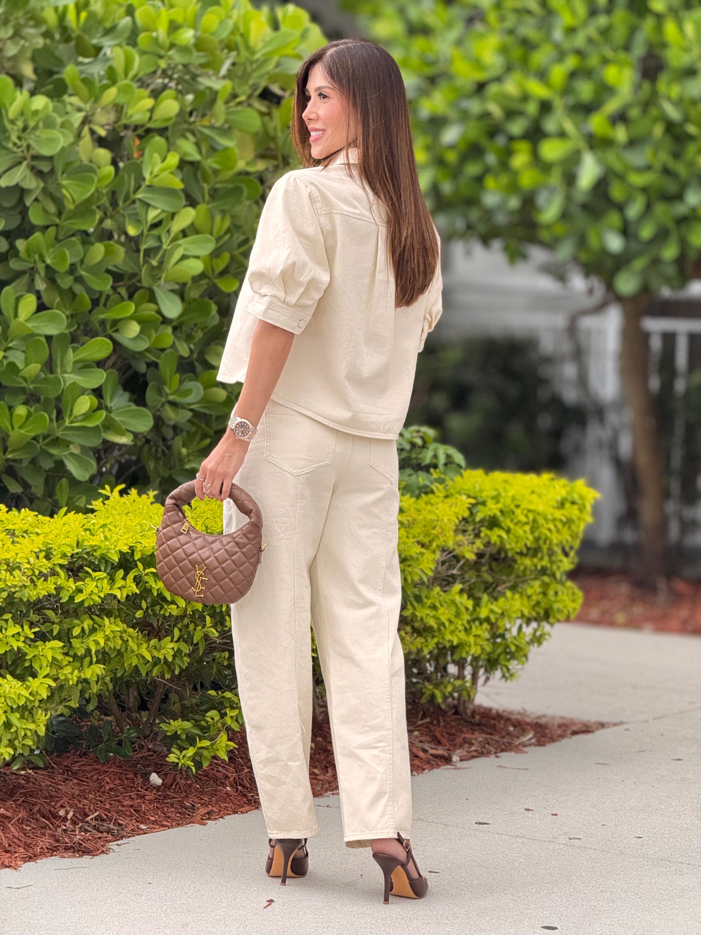 Current Ivory Floral Embroidery Jacket Set