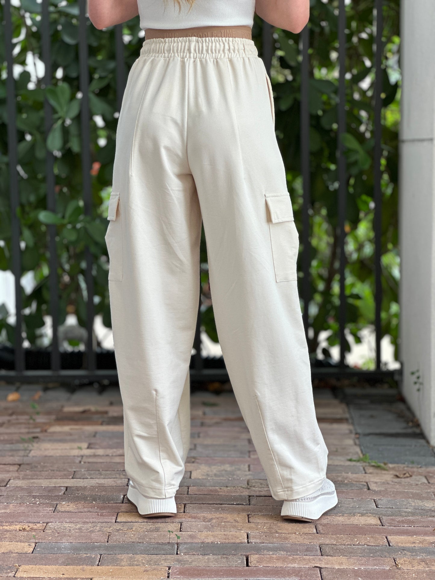 Poodle Beige Waistband Cargo Pants