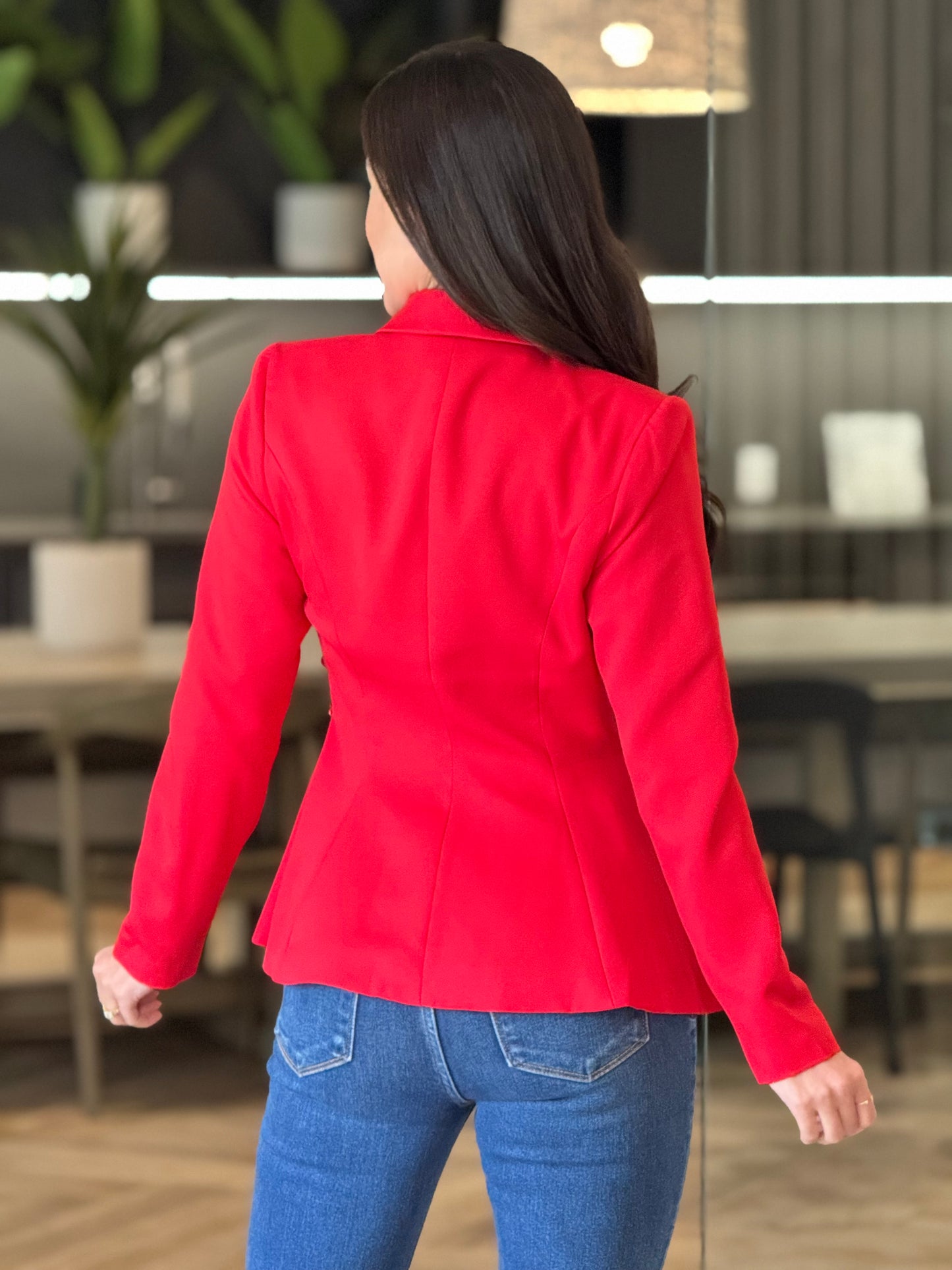 Angelica Red Cutout Chains Blazer