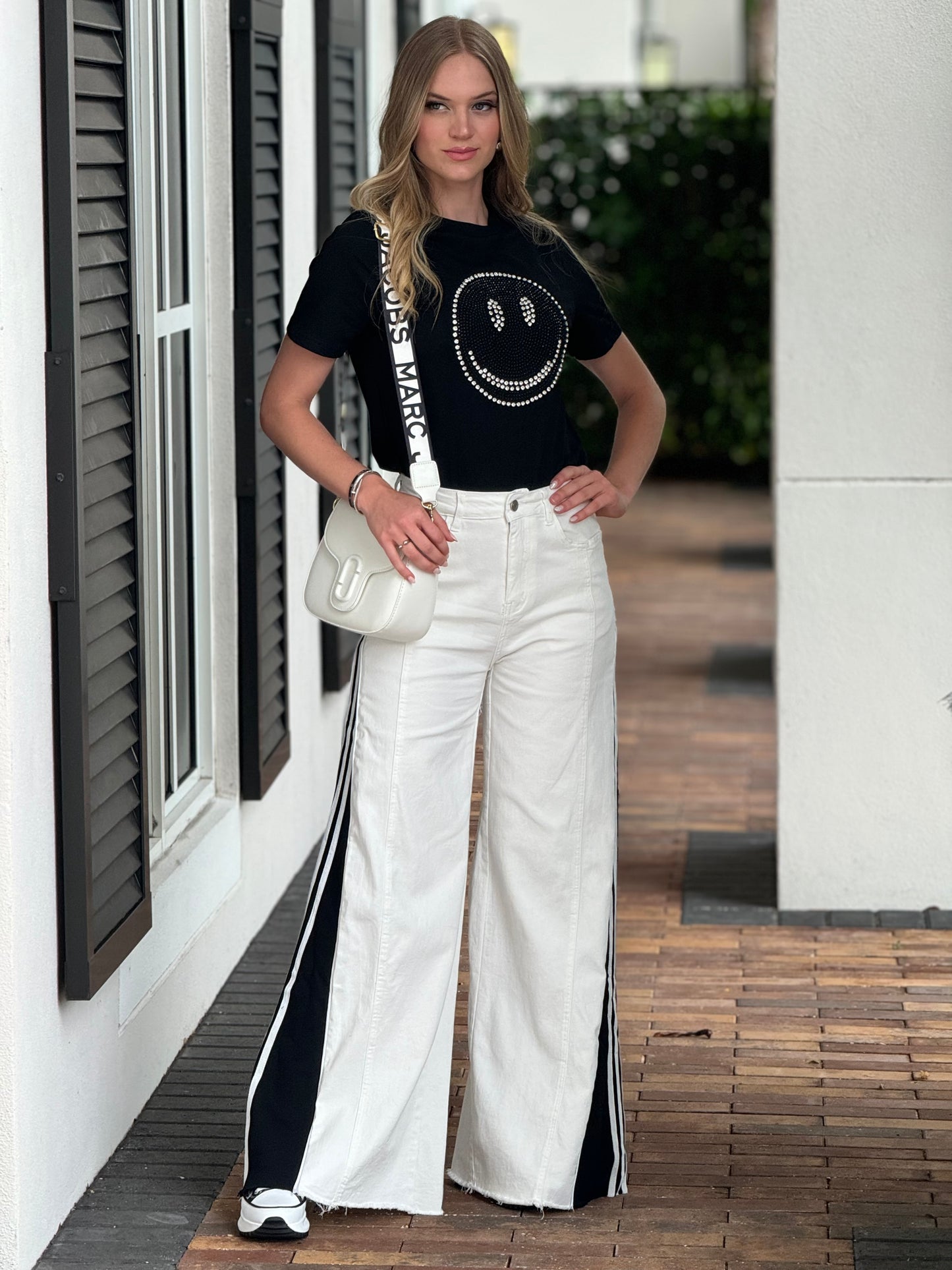 Valentina White/Black Lines Wide Pants