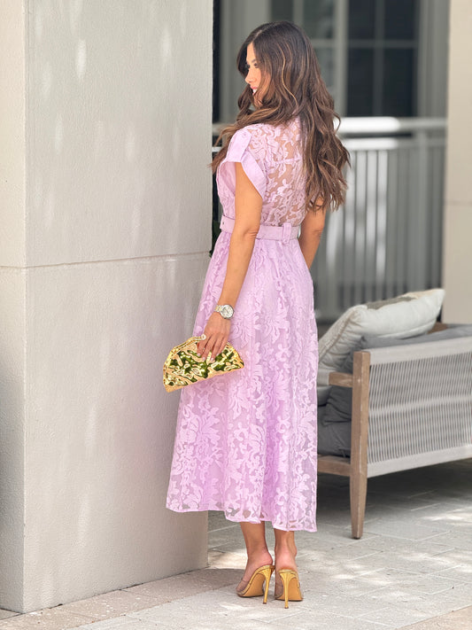 Cloty Lilac Texture Midi Dress
