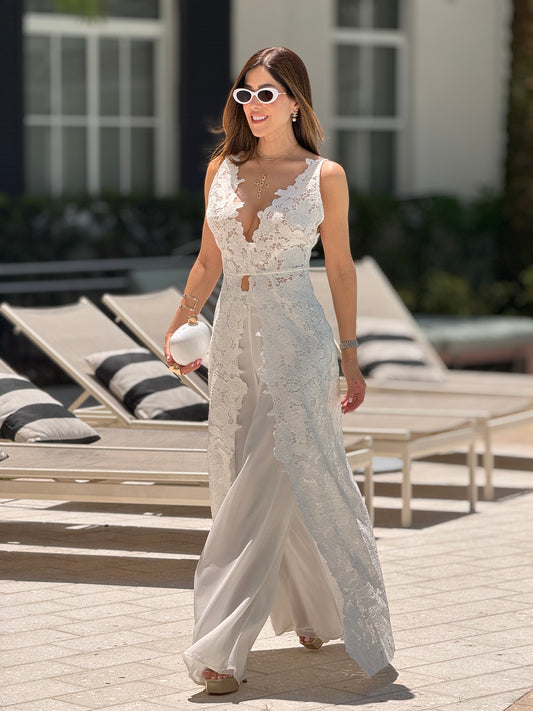 Bree White Cardigan Lace Set