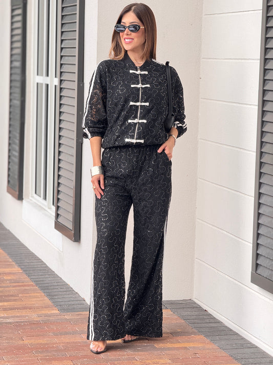 Tennie Black Chinese Lace+Sequin Set