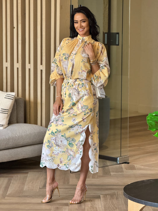 Gardenia Yellow Floral Skirt Set