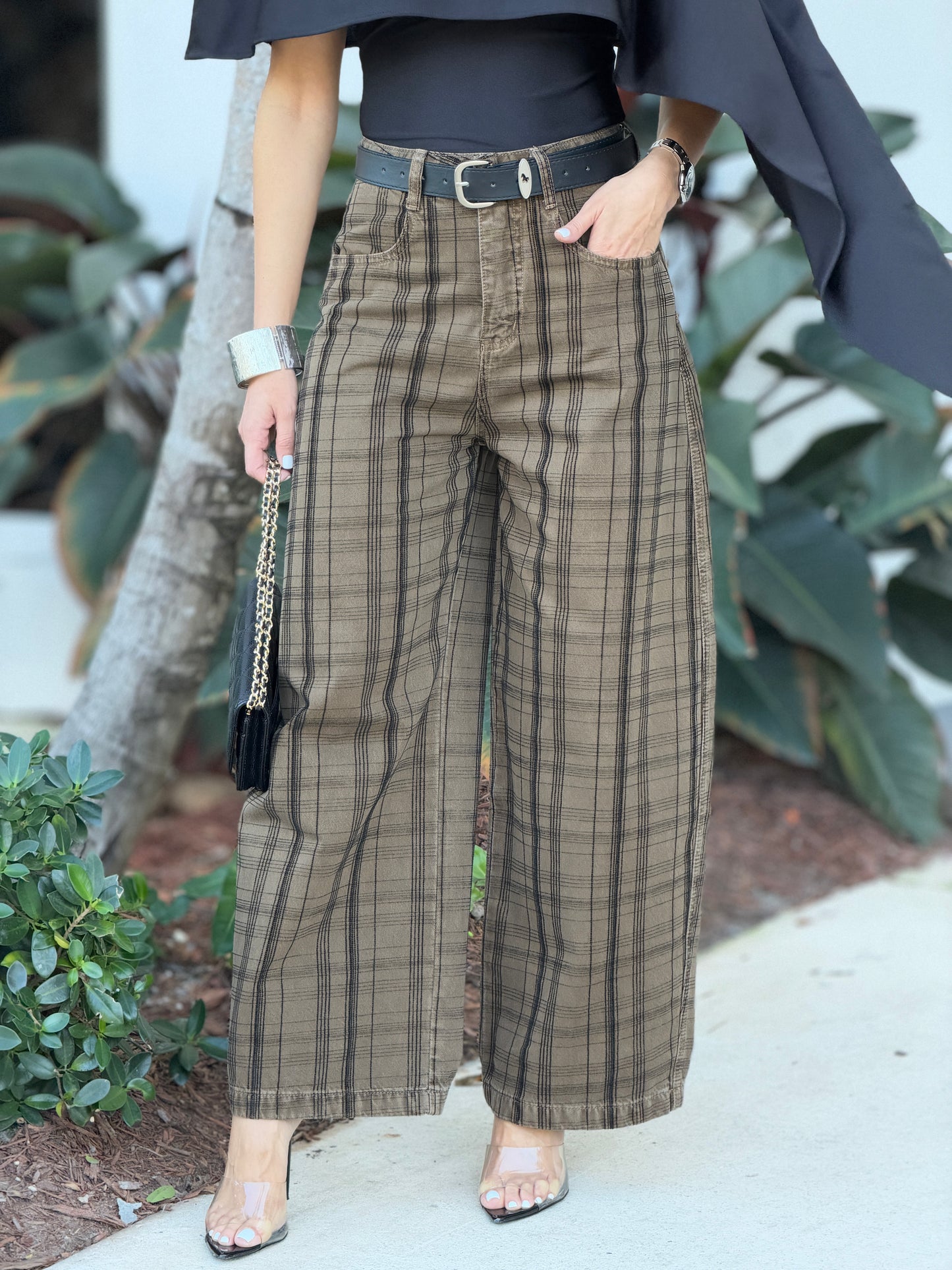 66881 MX Beige Plaid Jeans