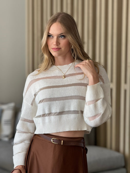 Marble See-through White Sweater